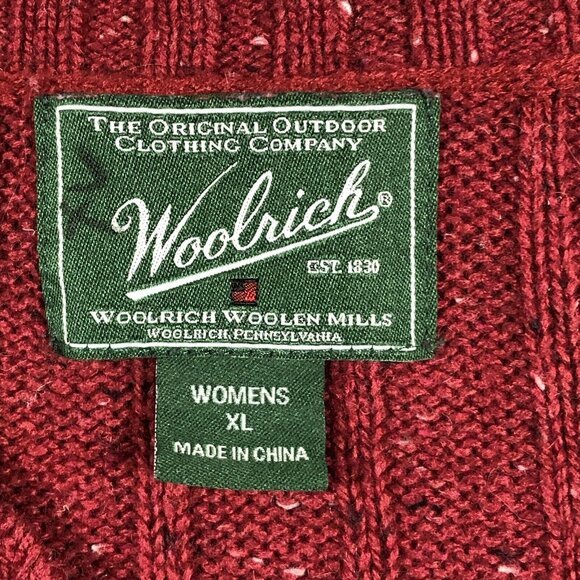 Woolrich Sweater Womens XL Red V Neck Wool Bright Ruby Heather Cozy Cabincore - Picture 3 of 10